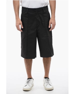 Pantalones cortos de mezcla de algodón con múltiples bolsillos y trabillas para cinturón en negro