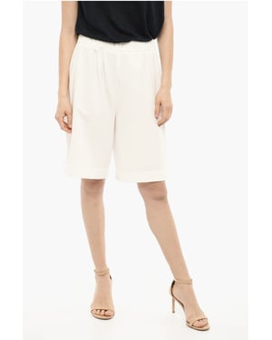 Shorts de algodón con parche en color blanco