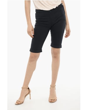 Shorts con dobladillo y cierre dorado en azul
