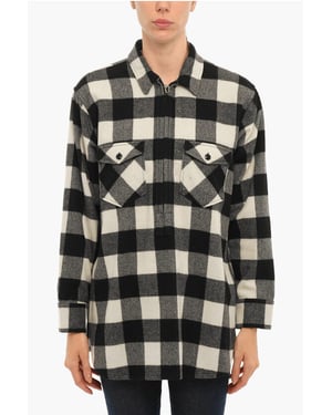 ARCHIVO Camisa POPOVER de cuadros Buffalo con doble botonadura en blanco y negro