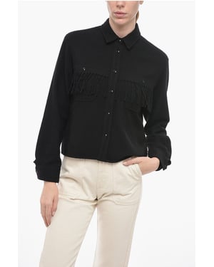 Camisa con flecos STAG OVER en negro