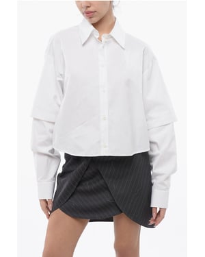 Camisa BOOKISH de doble capa con logotipo bordado en blanco