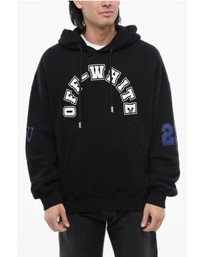 Sudadera con capucha estampada de FÚTBOL de algodón cepillado en negro