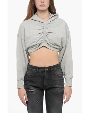 Sudadera corta con capucha de algodón en gris