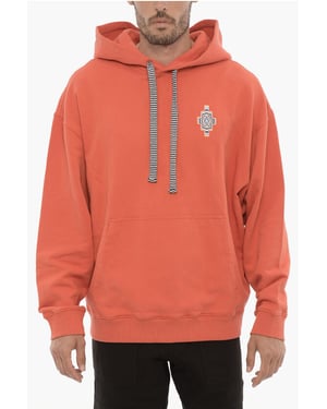Sudadera con capucha OPTICAL CROSS de algodón con bolsillo de parche en rojo