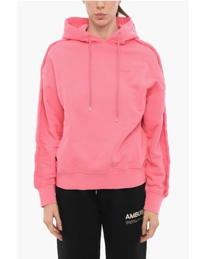 Sudadera con capucha de algodón cepillado en color rosa
