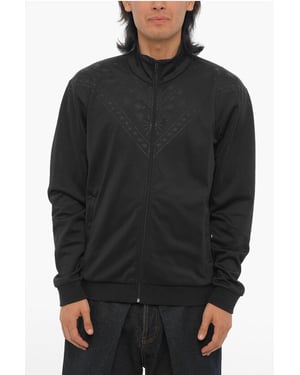 Sudadera lisa con motivo de bandana y cierre de cremallera en negro