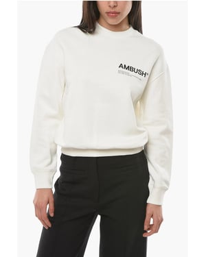 Sudadera de cuello redondo WORKSHOP con estampado de logotipo en blanco