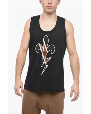 Camiseta sin mangas con bordado FLEUR-DE-THUNDER en negro