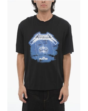 Camiseta de cuello redondo con diseño de banda de rock, GÉMINIS, entallada y con caída en negro