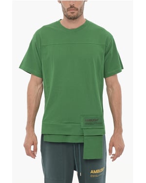 Camiseta de cuello redondo con bolsillo en la cintura AMAZON SEA FOAM en color verde liso