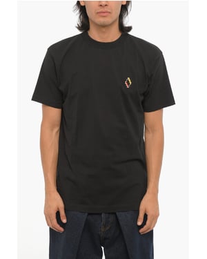 Camiseta de algodón con cuello redondo en color negro