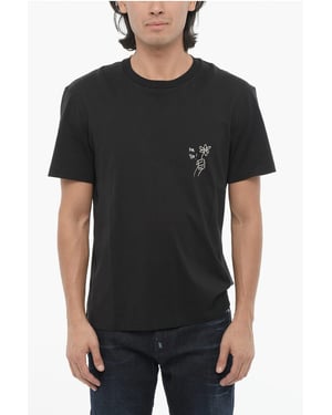 Camiseta de cuello redondo con estampado en contraste en negro de Cotton FOR YOU