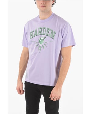 Camiseta violeta con cuello redondo y logo estampado de JAMES HARDEN x NEIL BARRETT