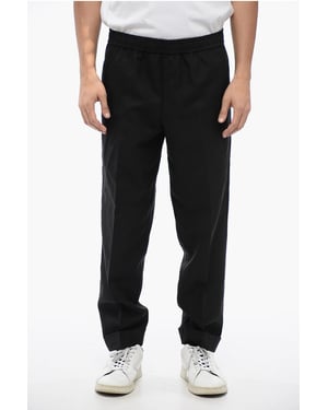 Pantalones REM de mezcla de lino con cinturilla elástica en negro