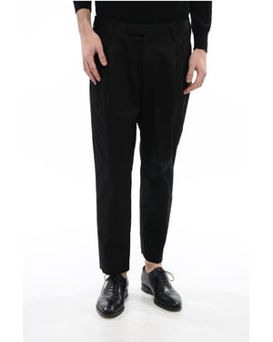 Pantalones de algodón elástico MICK con doble pliegue en negro