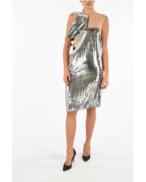 Vestido de terciopelo plateado MM0 en color plata