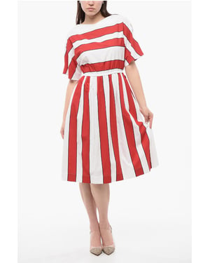 Vestido sin mangas SCULLY de rayas en blanco y rojo