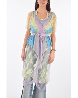 Vestido de encaje MM0 con cinturón en Multicolor