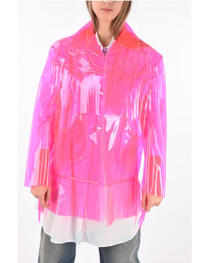 Chaqueta vaquera de PVC con flecos en color rosa