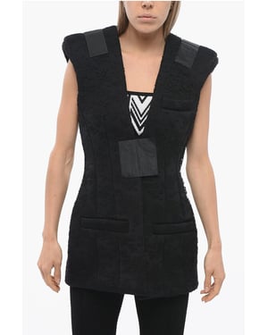 Chaleco acolchado de encaje con cierre de velcro en negro