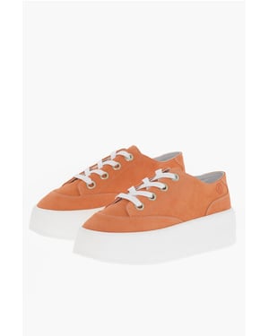 Zapatillas bajas MM6 de ante con plataforma en contraste de 5,5 cm en color naranja