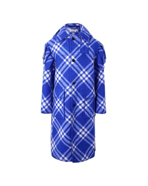 Chaqueta parka de lana con cuadros azules de Burberry