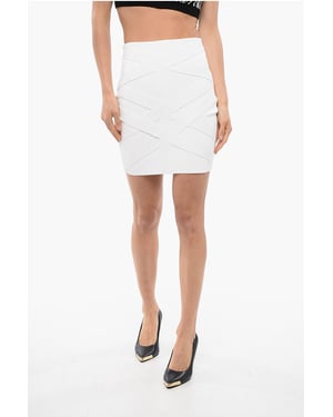 Minifalda de punto BONDAGE con detalle de cinta en blanco