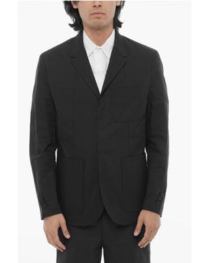 Blazer ajustado sin forro con bolsillos de parche en negro