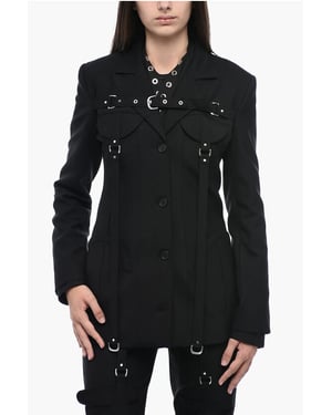 Blazer cargo con hebilla en color negro