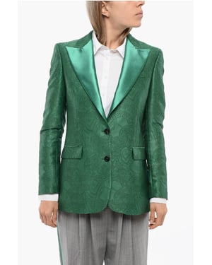 Blazer RANBU bordado con solapa de pico en verde