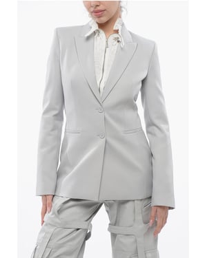 Blazer gris de corte entallado con solapa de pico CORPORATE TECH