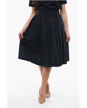 Falda midi acampanada de algodón Popeline en azul