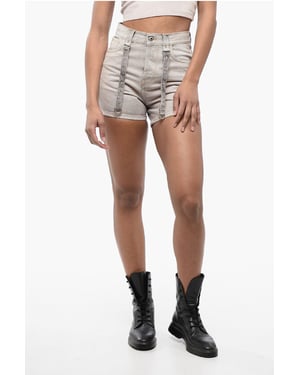 Shorts cargo de mezclilla con efecto lavado ácido en violeta