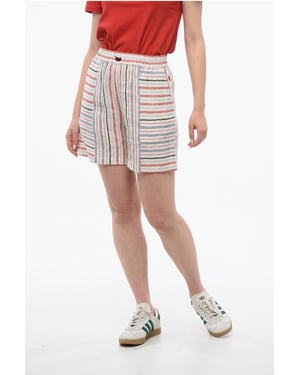 Pantalones cortos de mezcla de lino VARSITY con estampado Bayadere