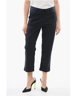 Pantalones chinos de corte corto de algodón elástico en azul