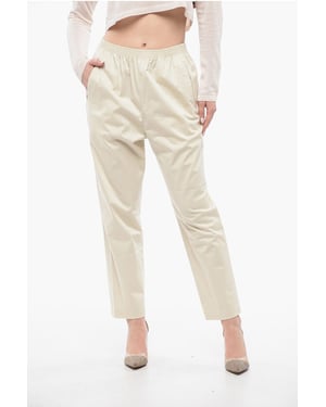 Pantalones chinos militares de algodón con cinturilla elástica en color beige
