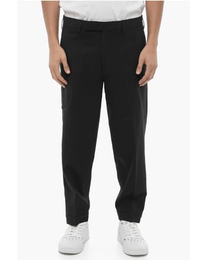 Pantalones chinos ajustados de color liso con tobillo ajustable en negro