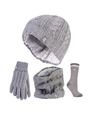 Conjunto Térmico de Invierno para Damas - Gorro, Guantes, Calentador de Cuello y Calcetines Retorcidos