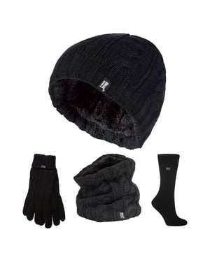 Conjunto Térmico de Invierno para Damas - Gorro, Guantes, Calentador de Cuello y Calcetines Retorcidos