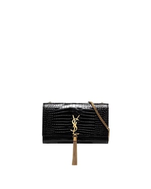 Bolso mediano Kate de piel con relieve de cocodrilo y borlas de Saint Laurent