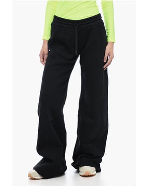 Joggers rectos redondos de algodón cepillado en negro