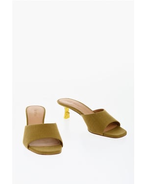Mules LOLLIPOP de lino con puntera abierta y tacón de 5 cm en color verde