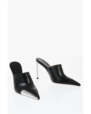 Mules Allen de piel con tacón de 10 cm en color negro