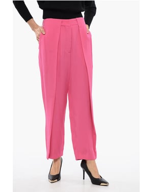 Pantalones de cintura alta y corte cónico en rosa