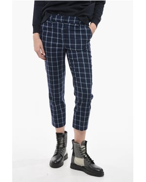 Pantalón COMFORT de mezcla de lana con estampado de cuadros en azul