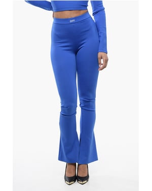 Leggings de color liso con abertura en el tobillo en azul