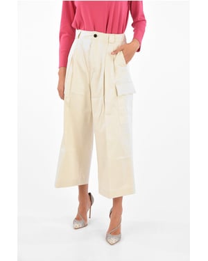 Pantalones anchos utilitarios con doble pliegue en beige