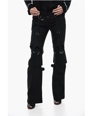 Pantalones cargo de mezcla de lana con detalle de hebilla en negro