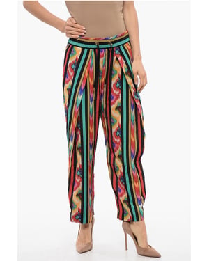 Pantalones HAREM de seda estampados en multicolor